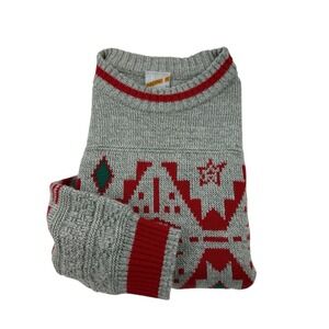 Maser M VTG Gray Red Green Abstract Wool Blend Pullover Sweater Men's Size 54